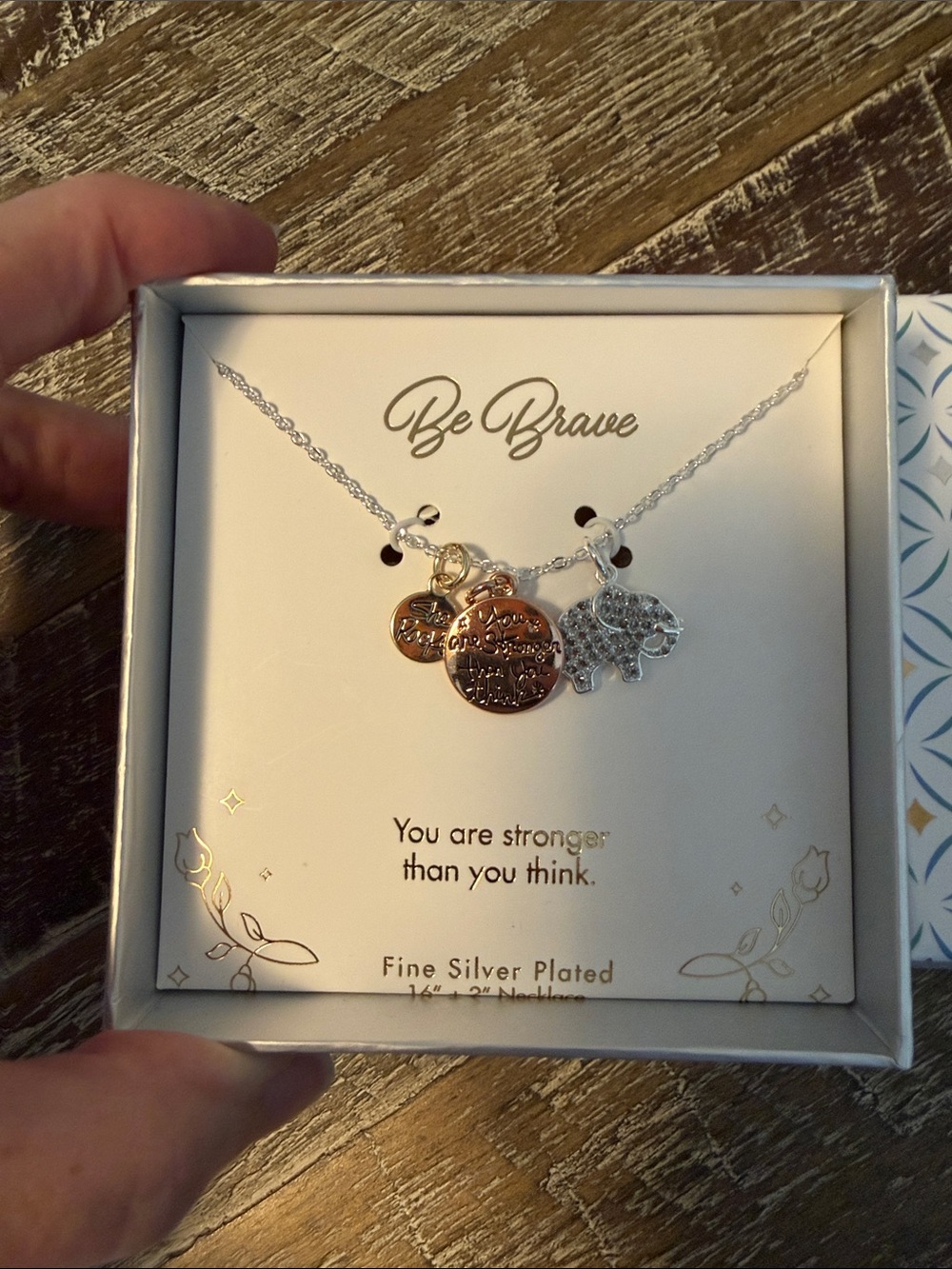 LA Rocks Be Brave Silver-Plated Necklace with Rose Gold Charms
